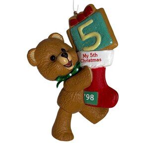 Hallmark My 5th Christmas Ornament Bear With Stocking Keepsake Collectible 1998